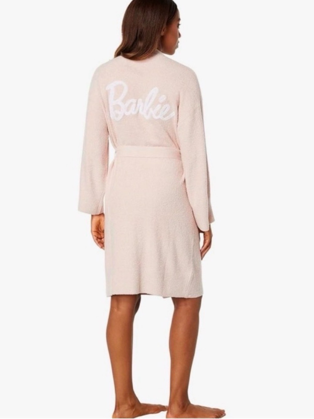Barbie Pink Terry Cloth Robe with White Logo - Picture 7 of 7